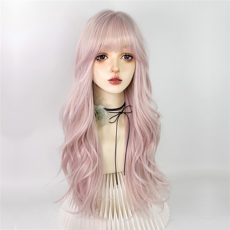 粉色假发全头套女cos万用韩系长卷发大波浪lolita浅色彩色日常y2k