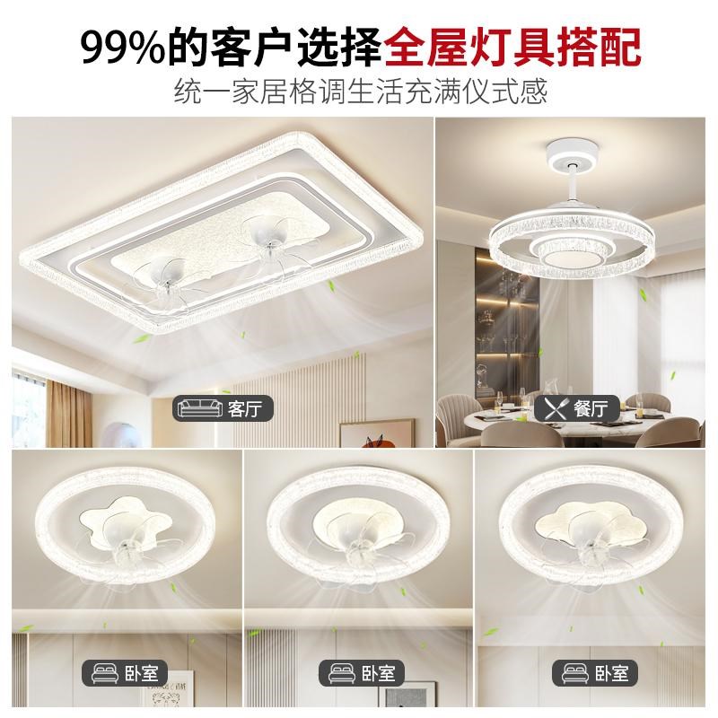 客厅风扇灯2025新款现代简约大气吸顶灯带电风扇一体护眼主卧室灯
