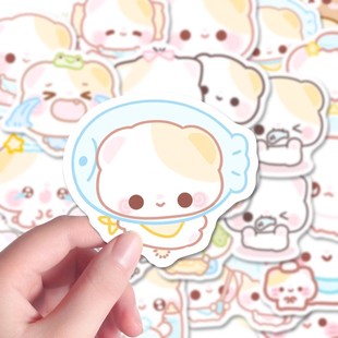 102张可爱开开贴纸卡通少女心软萌小动物ins风二次元趣味贴画diy