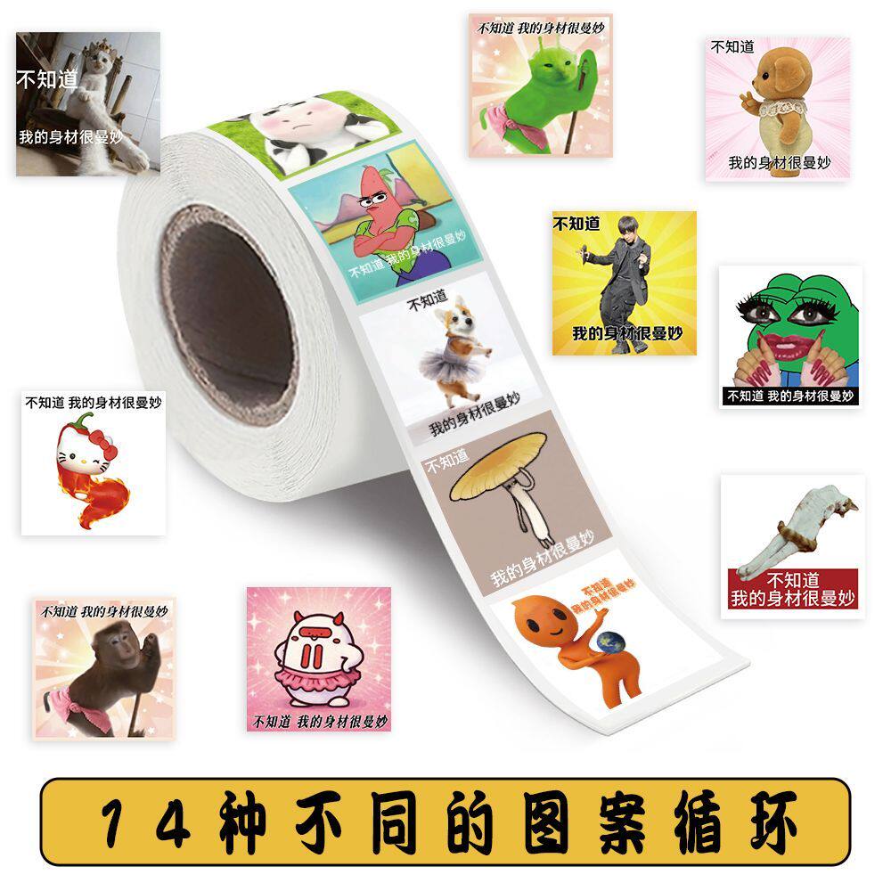 1000贴不知道我的身材很曼妙卷卷贴纸搞怪抽象梗图表情包防水贴画