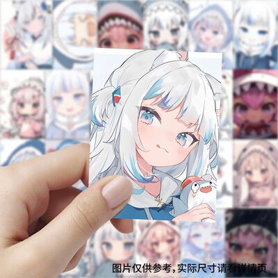 252张鲨鱼女孩头像贴纸ins风卡通动漫高颜值少女贴图DIY电脑装饰