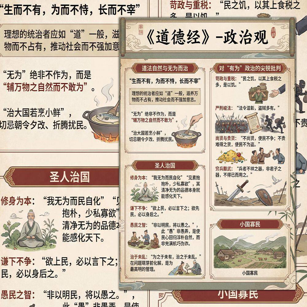 32张道德经国学贴纸经典传统文化智慧知识科普装饰笔记手账贴画
