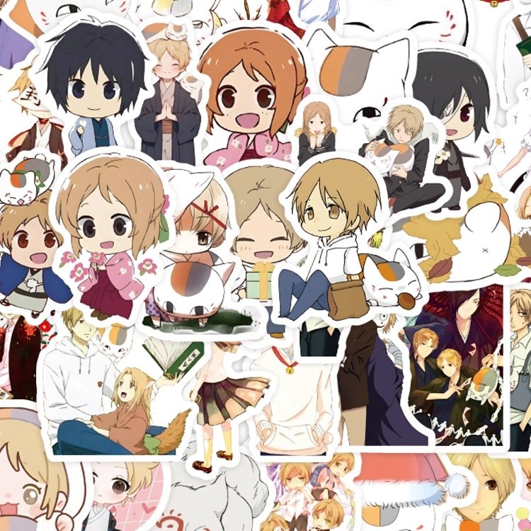 200张夏日友人账贴纸夏目贵志猫咪老师二次元卡通动漫人物周边diy