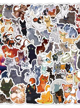 173张猫武士warriors cats贴纸动物奇幻小说创意图案装饰防水贴画