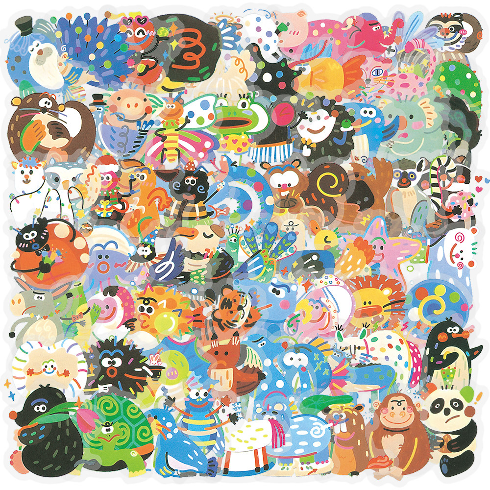 200张彩绘小动物贴纸卡通熊猫恐龙猩猩动物图案儿童装饰防水贴画