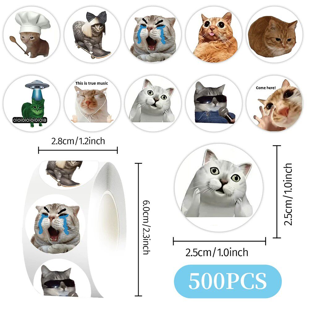 5000贴meme猫咪贴纸小猫抽象搞笑表情包梗图装饰水杯桌面防水贴画