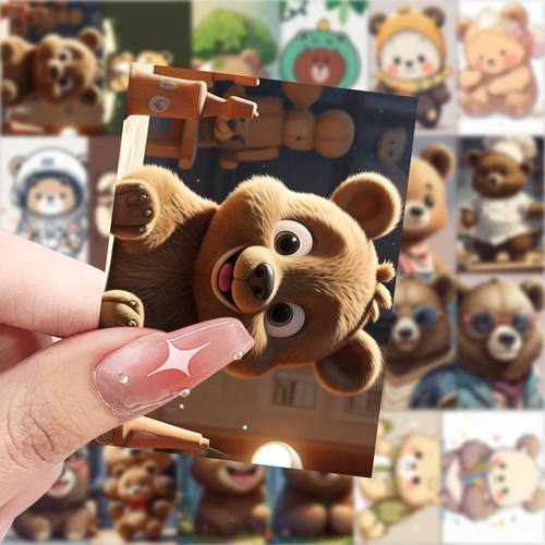 新款小熊可爱头像卡通表情动物创意贴纸手账防水手机装饰防水贴画