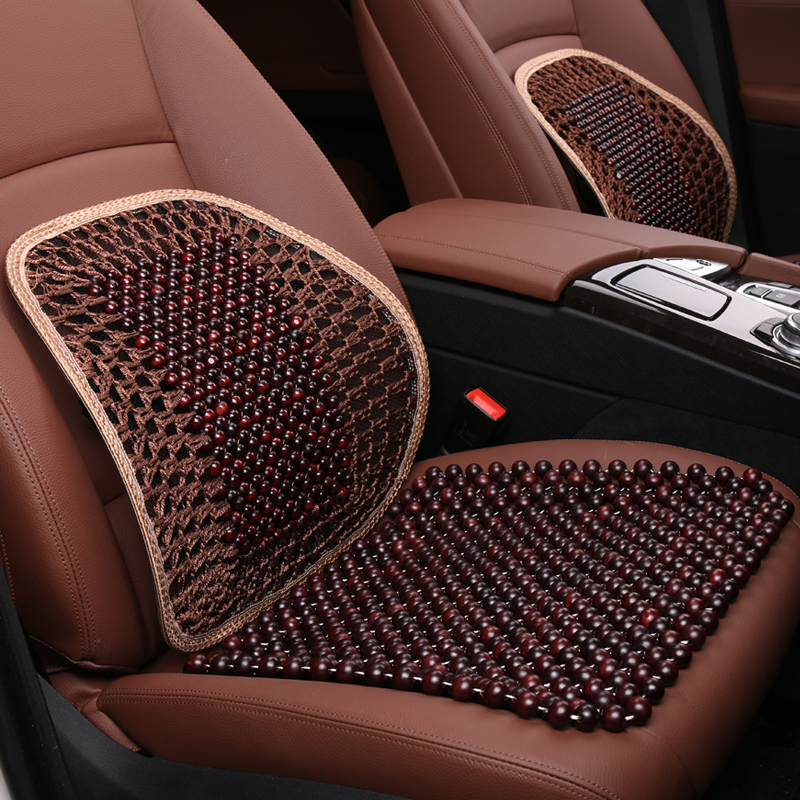 汽车腰靠垫夏季木珠子护腰枕透气车用冰丝网眼靠背办公室座椅腰垫