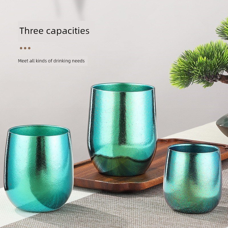 纯钛冰花杯户外旅行便携钛合金啤酒杯咖啡杯高值水杯茶杯