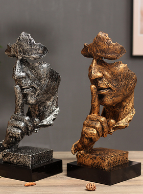 简约现代创意沉默是金工艺品摆件北欧雕塑办公室客厅艺术品装饰品