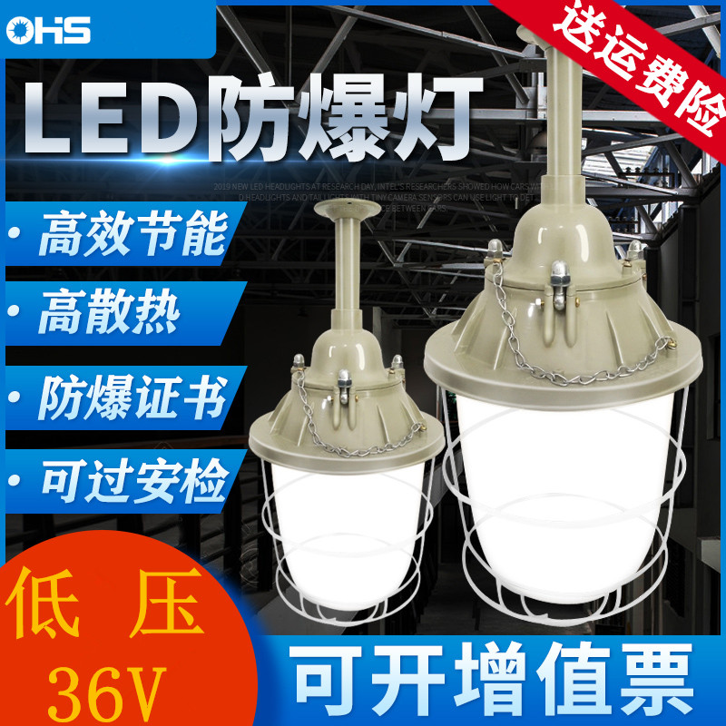 LED防爆灯低压36V24V12V车间厂房灯照明仓库工厂加油站消防灯罩