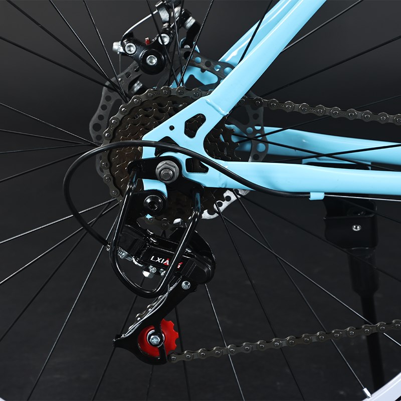 双碟刹变速死飞自行车男女成人学生款实心胎公路跑车网红活飞单车