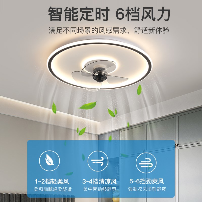 卧室风扇灯吸顶灯2025年新款简约一体吊扇灯家用餐厅电扇灯房间灯
