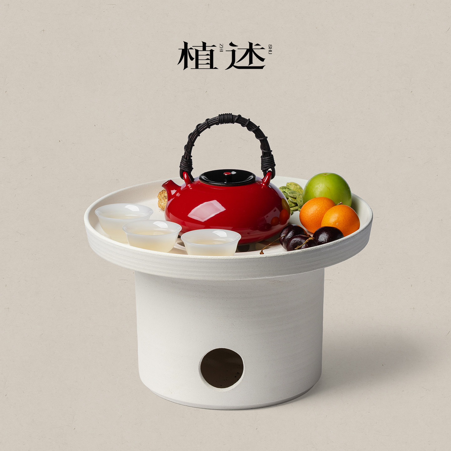 植述陶瓷赭梦红朱煮茶炉碳炉小众设计煮茶壶茶具套装蜡烛加热茶炉,餐饮具,煮茶炉,淘宝优惠券,粉丝福利购,淘宝优惠卷