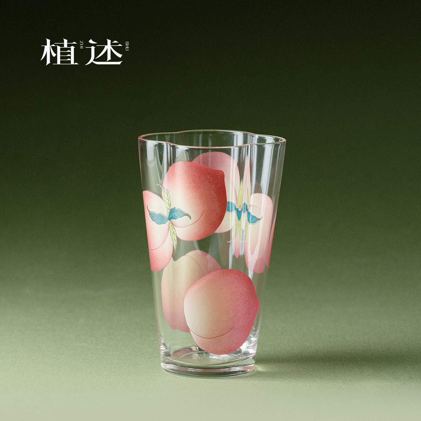 植述 粉彩春桃耐热玻璃海棠主人杯高颜值喝茶杯个人杯品茗杯杯子