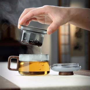 女 家用玻璃杯耐高温带盖过滤茶水分离办公室水杯迷你小泡茶杯男士