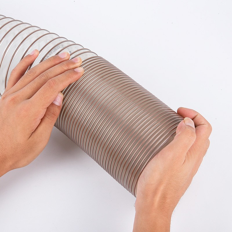 VACUFLEX高伸缩聚氨酯风管5:1木工机械吸尘透明通风耐磨钢丝软管