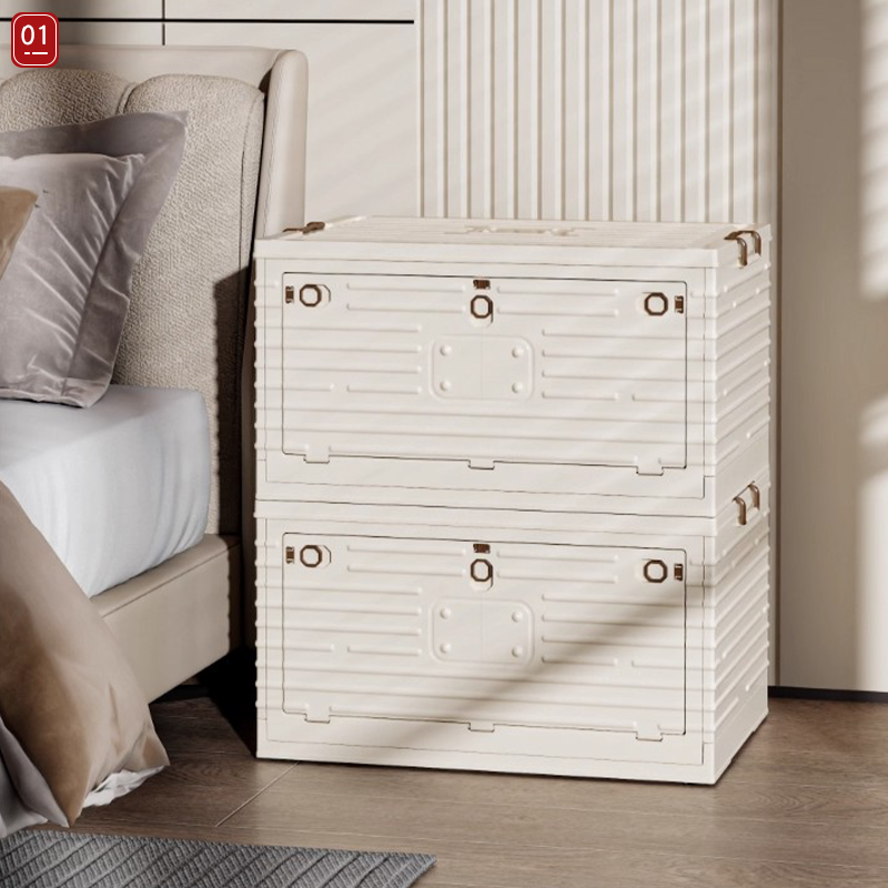 日本收纳箱带滑轮宿舍整理箱可折叠储物箱子三开门侧开门可堆叠