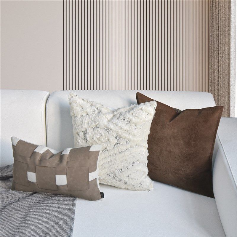 侘寂风轻奢高级感抱枕沙发客厅咖色酒店样板房间中式正方形靠垫套