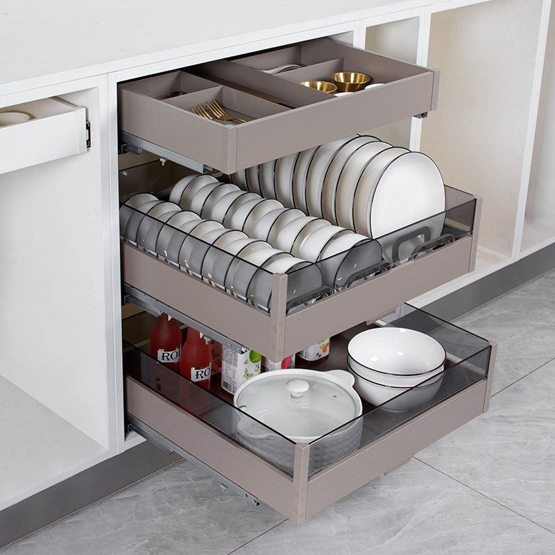飞鸥厨房橱柜双层抽屉式碗架拉篮碗篮定制加深收纳锅篮碗碟工具篮,厨房/烹饪用具,厨房抽屉置物架,淘宝优惠券,粉丝福利购,淘宝优惠卷