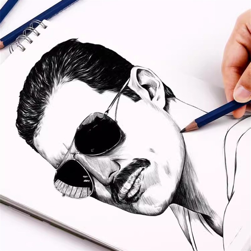 中华牌2B HB素描绘图铅笔111型蓝杆特浓8B10B12B美术速写绘图铅笔