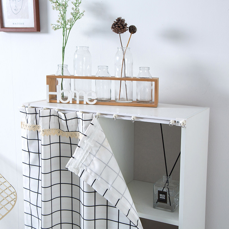 橱柜门帘柜子遮挡帘可移动轨道式鞋架自粘式置物架镜子书柜防尘帘