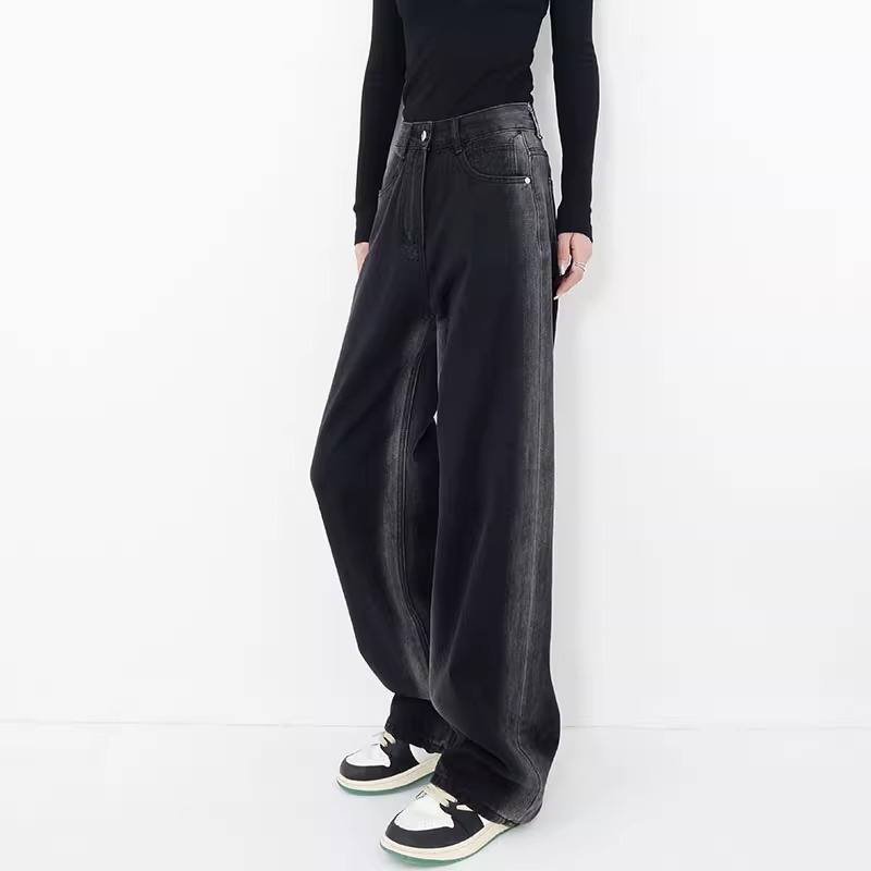 2-300斤大尺码胖mm秋冬季加绒牛仔裤女胖妹妹显瘦保暖加厚阔腿长