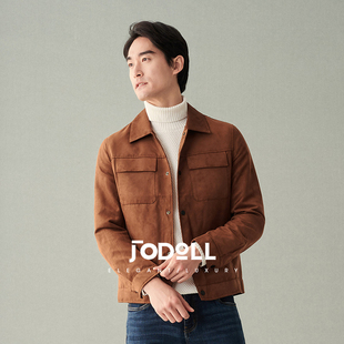 JODOLL乔顿男士 茄克外套 仿麂皮绒翻领夹克潮流复古时尚 焦糖色工装