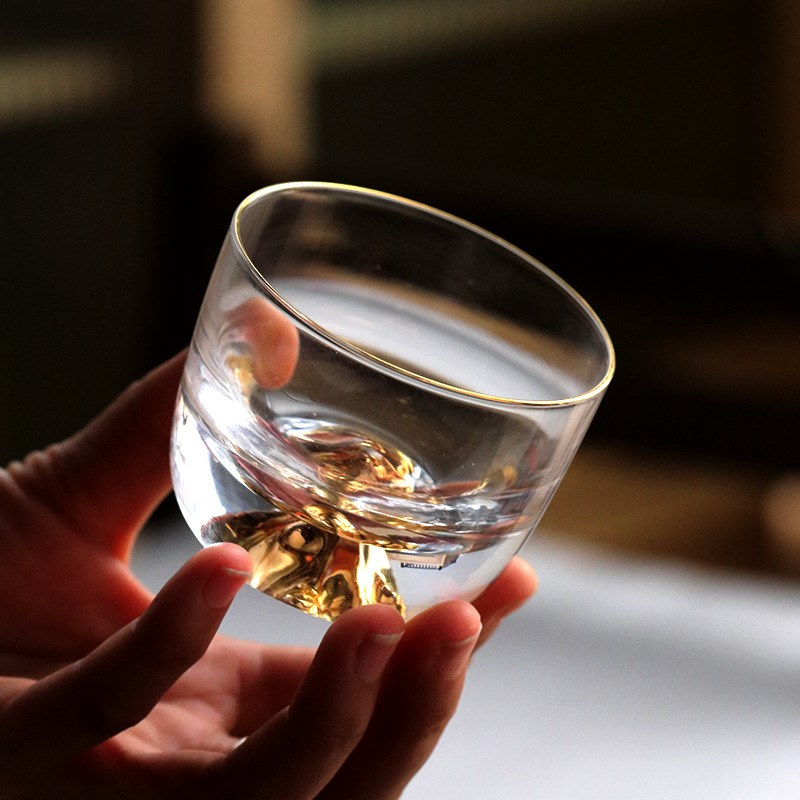 日式玻璃主人杯高档功夫茶杯男士杯子喝茶小杯单杯个人茶具藏金杯