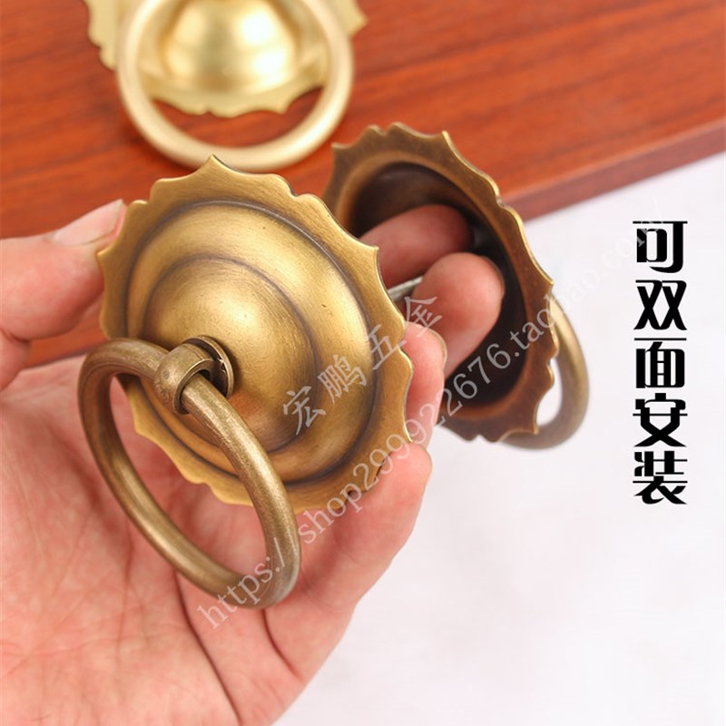 仿古大门铜拉手纯铜拉环老式木门装饰门把手中式复古门环铜配件