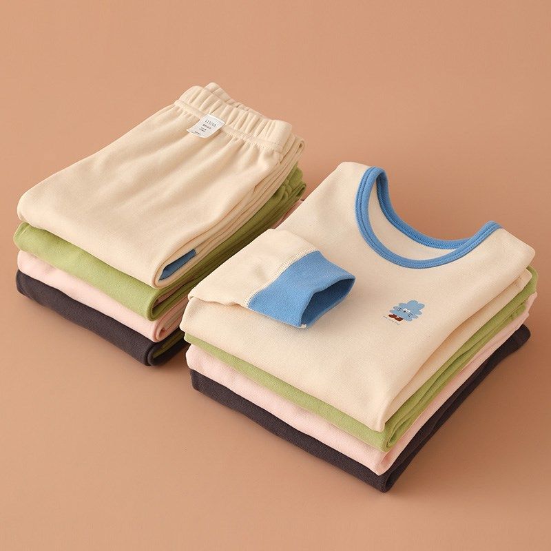 舒绒磨毛儿童秋衣秋裤A类秋冬男女宝宝打底内衣套装加厚保暖纯棉