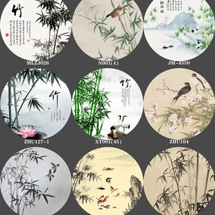 新中式屏风纱画绢布乔其纱隔断半透明竹子淡雅花格屏风装饰纱画