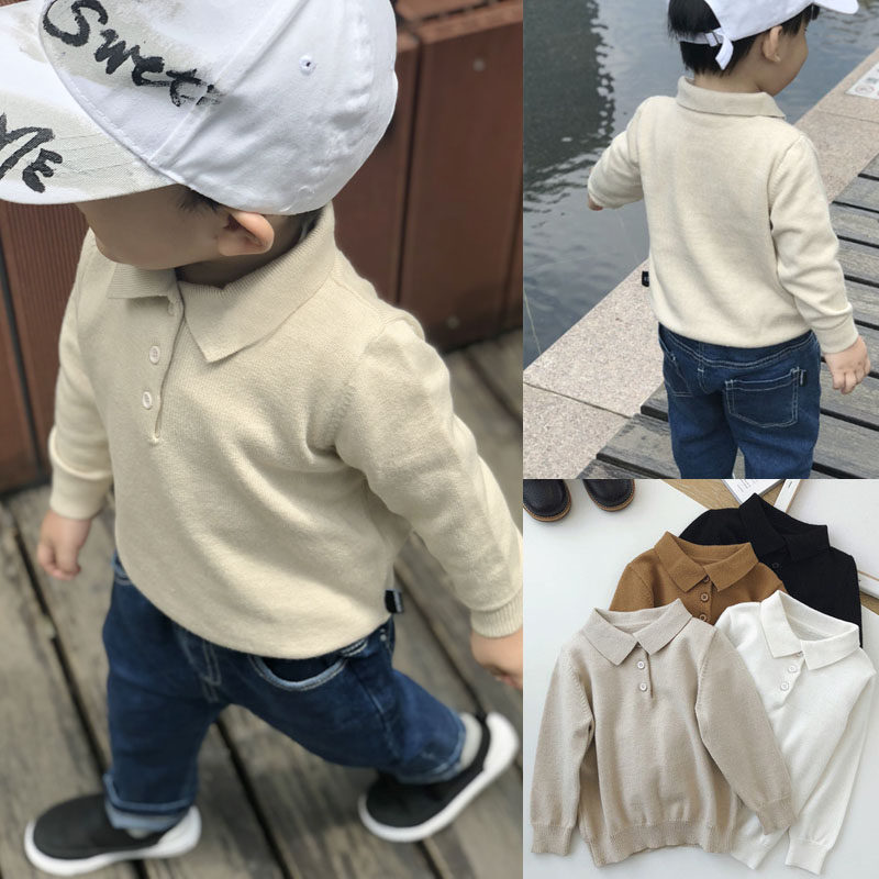男童毛衣2023年秋冬新款中小孩童翻领针织衫上衣男宝宝内搭打底