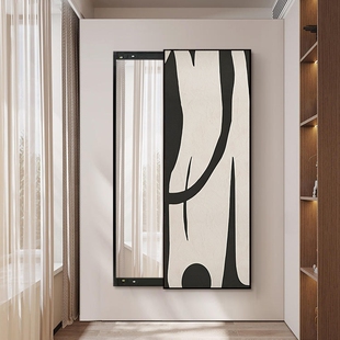 侘寂风艺术隐形全身镜推拉隐藏式 镜子卧室试衣镜壁挂家用穿衣镜