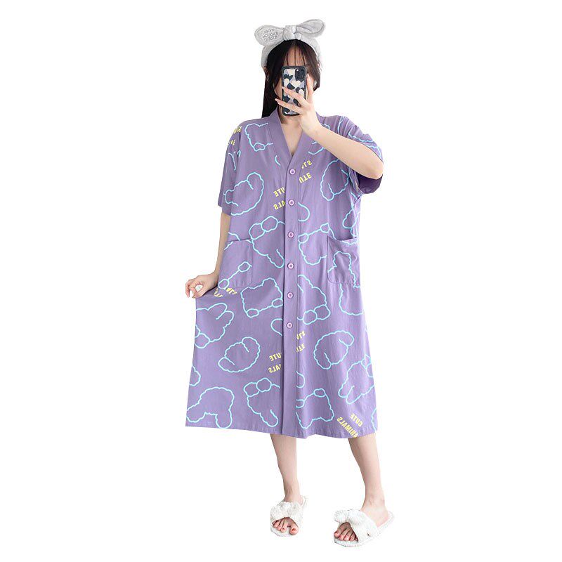 夏季胖女孩大码睡裙纯棉哺乳睡衣连衣裙短袖孕妇待产裙夏女200斤