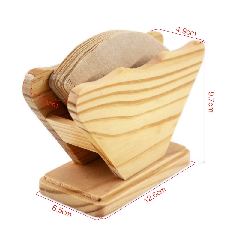 松木V60滤纸架咖啡过滤纸盒木质滤纸底座滴漏式咖啡滤纸支架通用