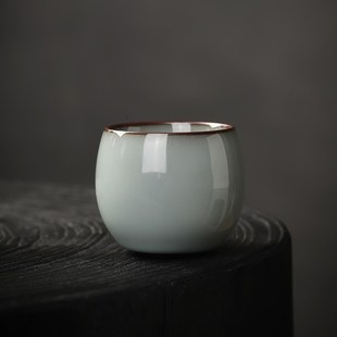 官窑铁胎主人杯大号陶瓷功夫茶具品茗杯汝窑灰白茶盏个人专用茶杯