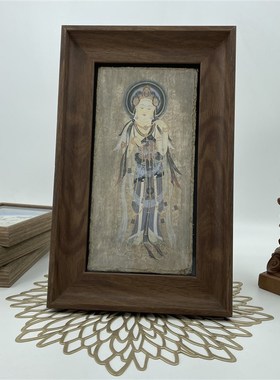 敦煌文创莫高窟泥板墙皮画飞天藻井壁画手绘简约装饰桌面摆件旅游