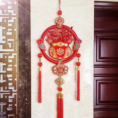 2024新年装饰品创意国潮锦鲤福字中国结挂饰客厅玄关过年挂件布置