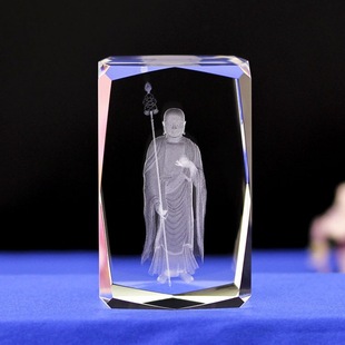 水晶内雕工艺品安徽九华山地藏王菩萨四大名山旅游纪念品水晶摆饰