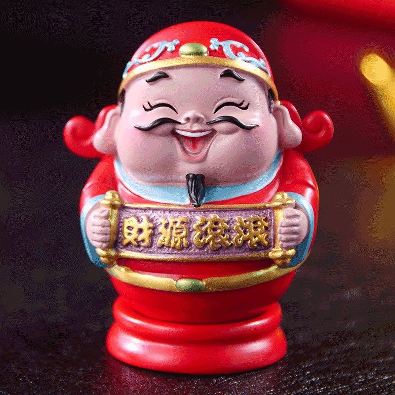 财神不倒翁家居装饰桌面摆件北京特色手工艺办公乔迁开业五路财神
