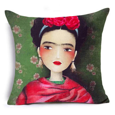 汽车抱枕套沙发靠垫弗里达卡罗自画像护腰靠学生午睡枕床头靠背垫