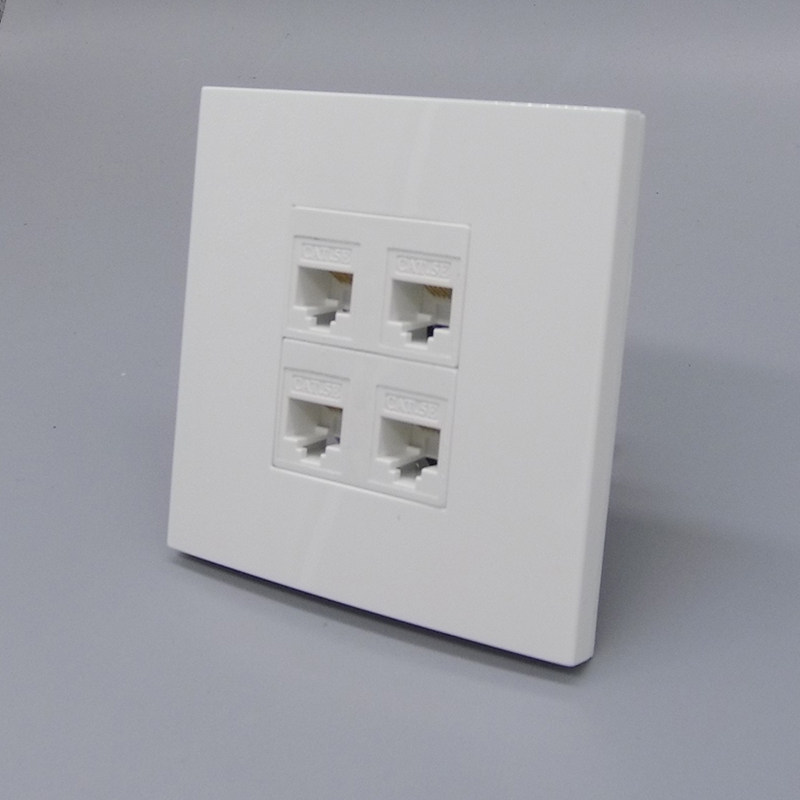 86型二位4口电脑插座4个RJ45超五类网络电脑模块网线宽带开关面板