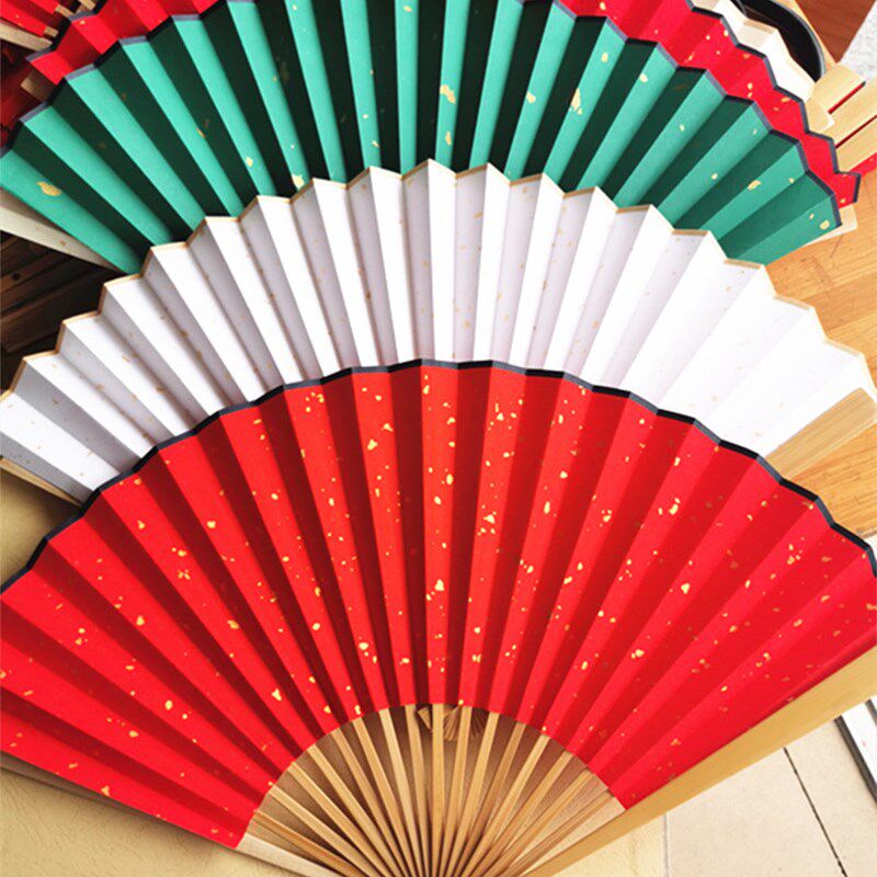 包邮7寸-10寸水墨玉竹古典中国风折扇子空白宣纸洒金扇面舞蹈汉服