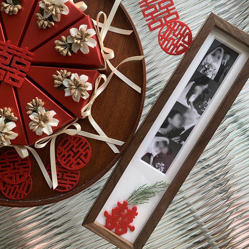 网红古董复古黑白大头贴婚纱照相框黑胡桃榫卯实木画框拍立得框