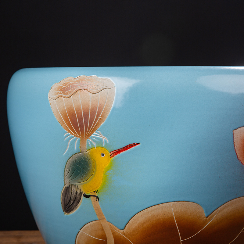 养睡莲荷花盆缸特大号景德镇陶瓷花盆庭院阳台大水缸客厅种树花缸