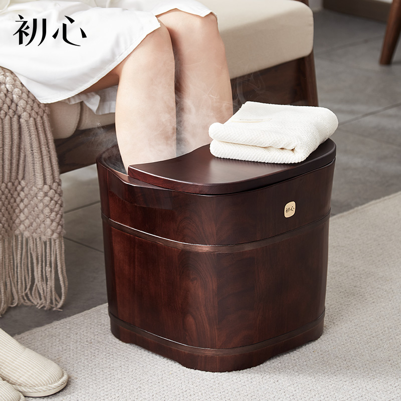 初心泡脚桶双人按摩足浴盆家用加热洗脚木桶全自动恒温过小腿神器