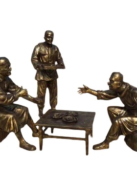 玻璃纤维铸铜人像定制农耕民俗小吃传统人物雕塑户外商业街景观铜