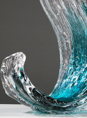 风生水起琉璃摆件办公室招财抽象大师手作客厅酒店玄关装饰品摆设