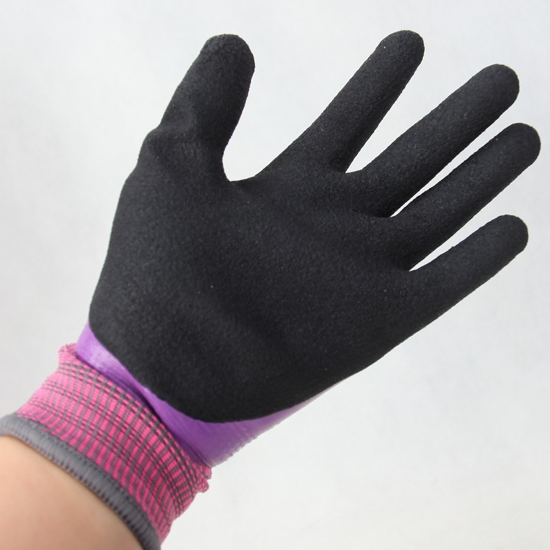 女士小号S创信L728防水防油手套劳保耐磨工作防滑工地干活全挂胶